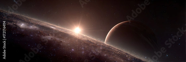 Fototapeta Exploring the Mysteries ofFaraway Planets and Distan Stars: A Journey into theCosmos Unveiling the Secres Beyond Our Solar System' Celestial Wonders