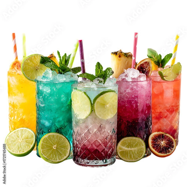 Fototapeta set bundle of colorful exotic refreshing cold png