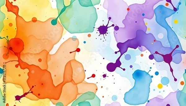 Fototapeta Seamless watercolor ink splash pattern, ideal for fabric, wallpaper, and textile design,  chaotic,  illustration