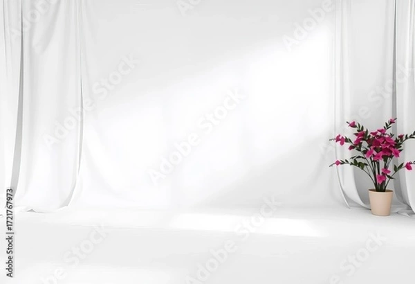 Fototapeta Luxurious seamless white backdrop; pristine smooth texture ideal for modern design, clean, photo