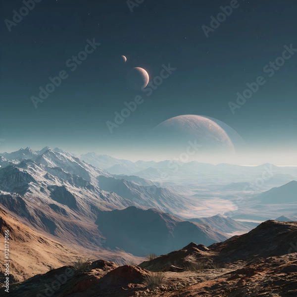 Fototapeta Exploring the Mysteries ofFaraway Planets and Distan Stars: A Journey into theCosmos Unveiling the Secres Beyond Our Solar System' Celestial Wonders