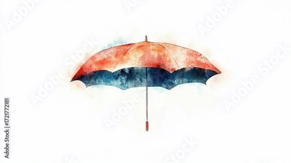 Fototapeta Colorful umbrella, artistic design, isolated on white background.