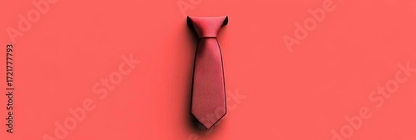 Fototapeta Stylish red tie on a coral background, perfect for business attire and fashion themes.
