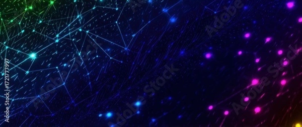 Obraz Abstract rainbow network graphic