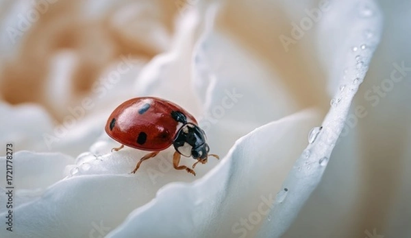 Obraz Ladybug on a delicate white rose (3)