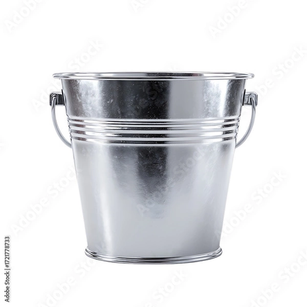 Fototapeta Shiny Metal Bucket with Handles Empty Container