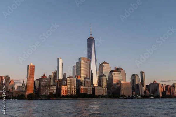 Fototapeta Golden hour images of lower Manhattan, New York.