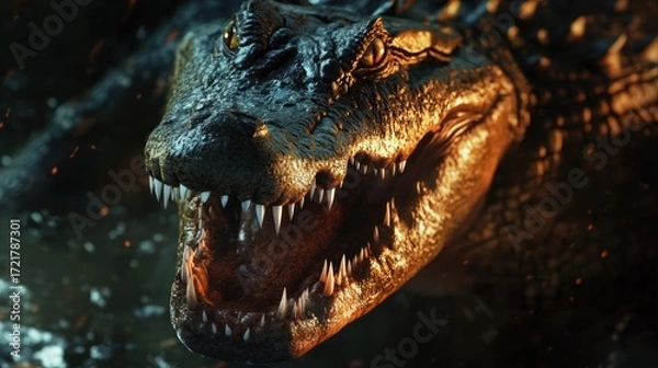 Fototapeta The Fearsome Jaws of a Crocodile