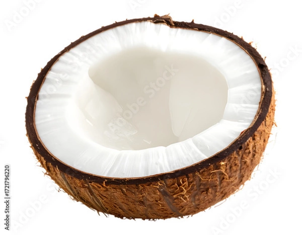 Obraz A coconut with a white shell inside isolated on transparent background
