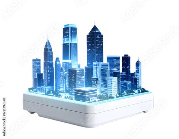 Obraz A city skyline with buildings and lights