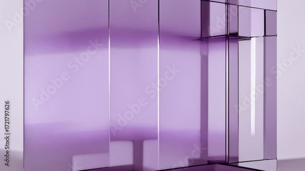 Fototapeta Purple transparent glass blocks abstract background