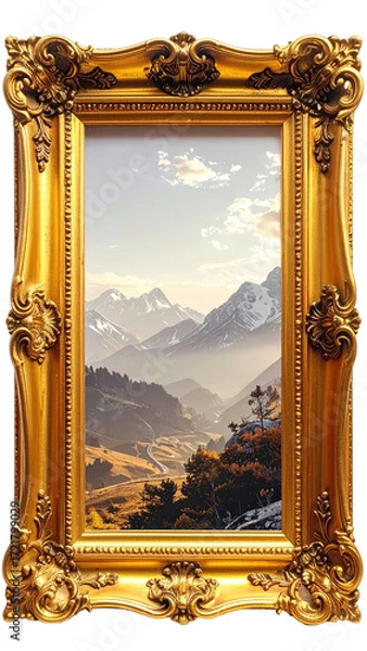 Obraz Golden frame showcasing mountain landscape