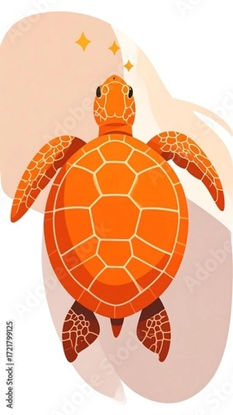 Fototapeta Orange turtle, stylized, abstract background