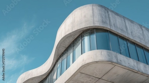 Fototapeta The modern architectural masterpiece featuring seamless curves and glass design