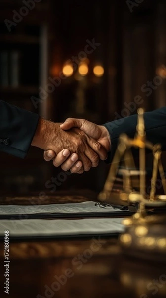 Fototapeta Business Agreement Between Two Individuals in Elegant Office Setting