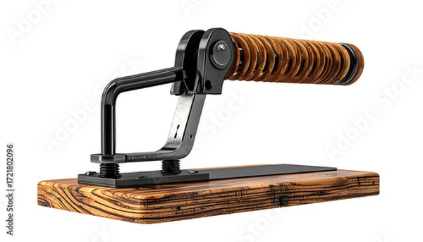 Fototapeta Industrial-style device with wooden base