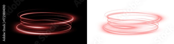 Fototapeta Abstract red light swirl overlay on black and white backgrounds, creating dynamic visual effects for design projects, enhancing creativity and artistic expression