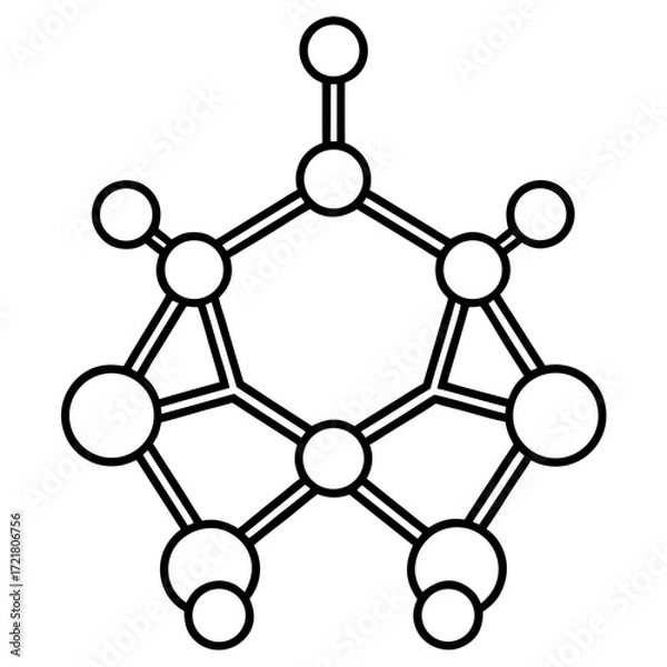 Obraz Scientific Molecule Outline Vector Illustration