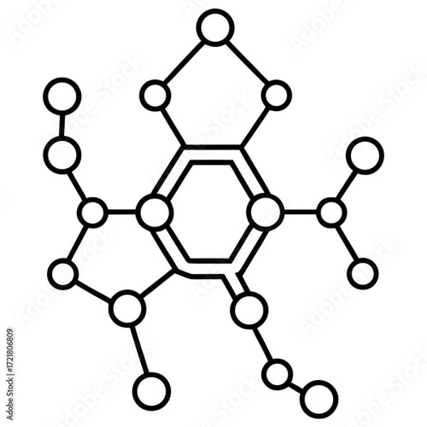 Obraz Scientific Molecule Outline Vector Illustration