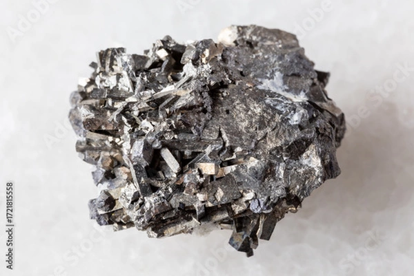 Obraz sample of rough arsenopyrite mineral on white