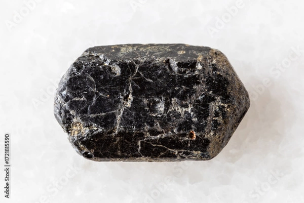Obraz sample of raw augite mineral on white marble