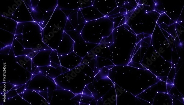 Obraz A network of luminous connections forms a complex, vibrant design against a deep black backdrop.