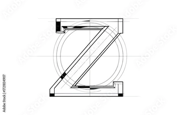 Obraz Abstract black and white letter z graphic design