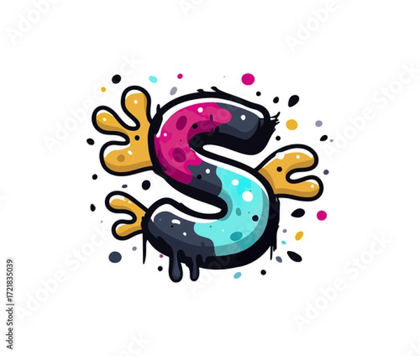 Obraz Colorful graffiti style letter s