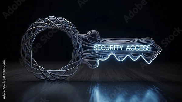 Fototapeta Metallic key with glowing text security access