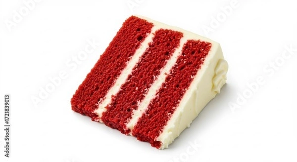 Fototapeta Samtig weicher Rotweinkuchen leuchtet warm auf hellem Hintergrund. AI Generated