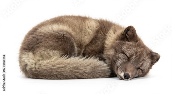 Fototapeta Fuchs ruht tief schlafend weich Fell sanftes Licht. AI Generated