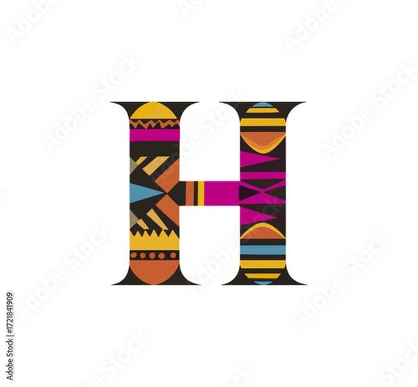 Obraz Capital letter h with african inspired pattern