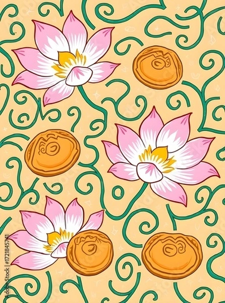 Fototapeta seamless background with flowers