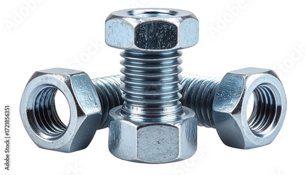 Obraz Close-up of three metal nuts and bolts