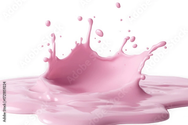 Fototapeta Pink liquid splash crown shape with droplets isolated on a transparent background image