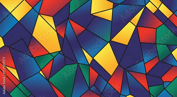 Fototapeta Colorful stained glass pattern with geometric shapes in red yellow green and blue colors design art