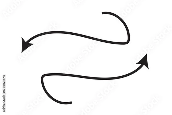 Fototapeta Curved Hand-Drawn Arrows Isolated on White Background