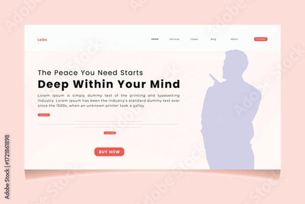 Fototapeta Landing page concept with pointing and a motivational text web template design