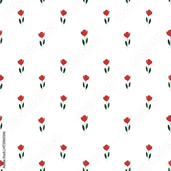 Fototapeta  simple floral pattern with red flowers 