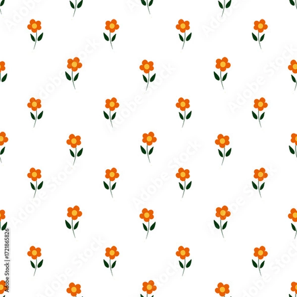 Obraz seamless floral pattern with simple orange flowers 