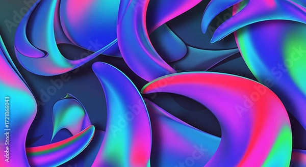 Fototapeta Abstract illustration featuring curved shapes with vibrant gradients and smooth transitions