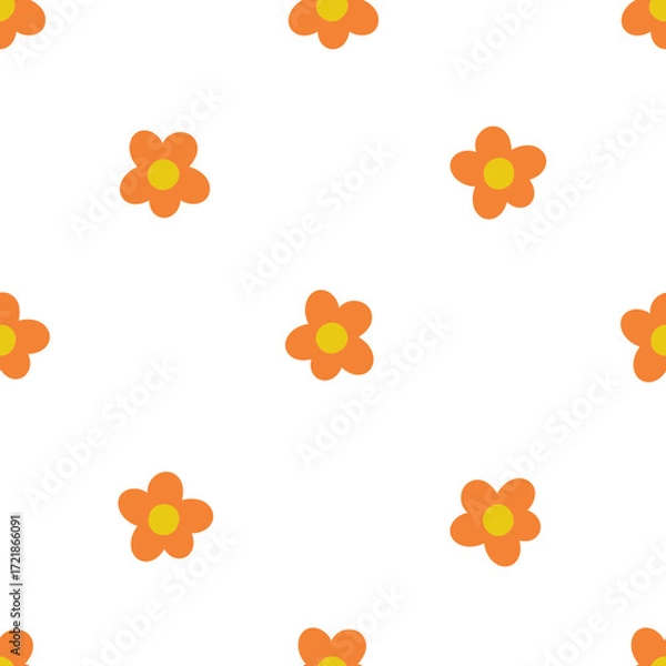 Fototapeta abstract orange flowers pattern, simple floral pattern