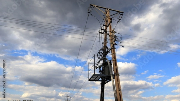 Obraz electric pole on the sky