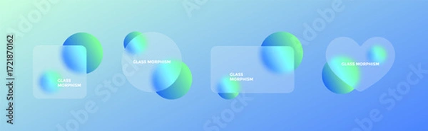 Fototapeta Blurry circles and translucent geometric forms blend seamlessly, offering a striking visual composition that illustrates the principles of glass morphism in an abstract setting.
