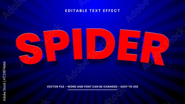 Fototapeta Editable text effect with spider 3D style