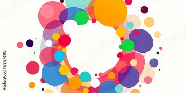 Fototapeta Abstract colorful circles forming a dynamic football shape, vector art,  circle art,  colorful art