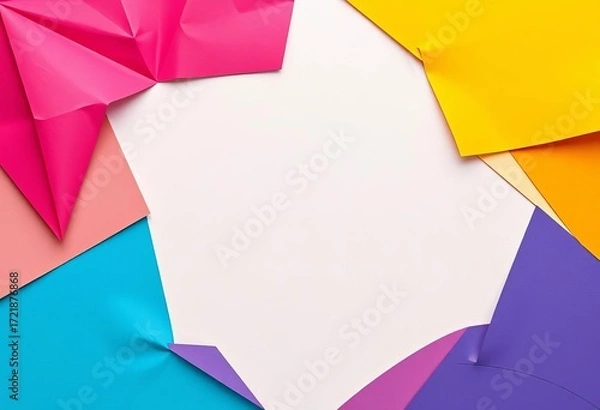 Fototapeta Abstract geometric vector shapes forming a vibrant, textured paper background,  colorful,  design
