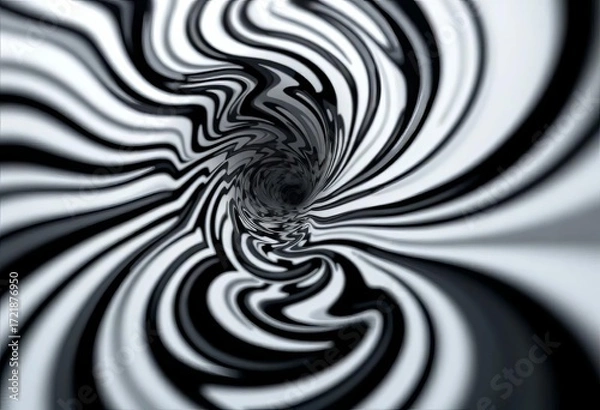Fototapeta Abstract swirling vortex of black and white, creating a hypnotic visual effect,  ripple,  vortex