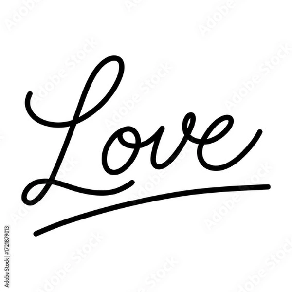 Fototapeta Vector signature with the word Love for logo, branding, greeting cards, and decoration
