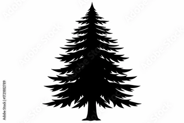 Fototapeta Set of Christmas pine and fir trees vector illustration